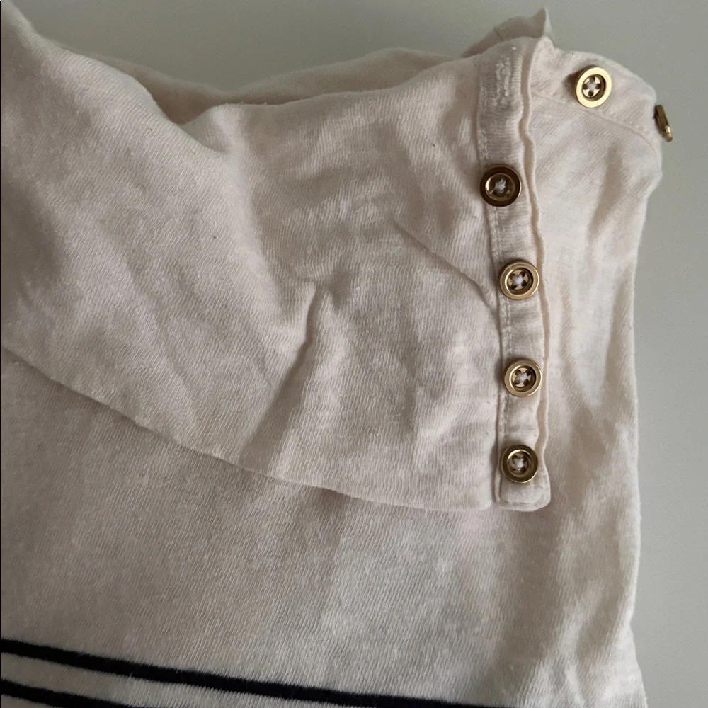 J. Crew Painter Tee Striped Turtleneck Button-Detail Size Medium